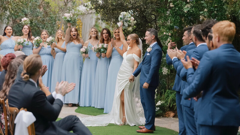 bride and groom at outdoor wedding ceremony in San Diego