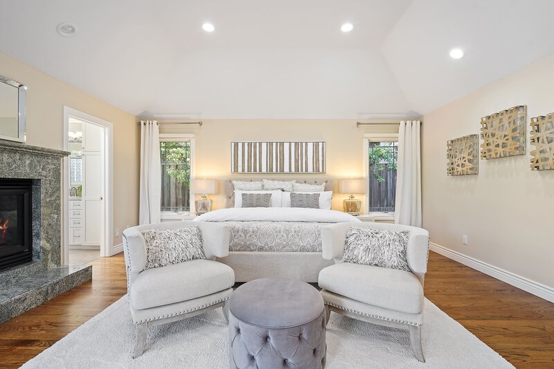 Luxury primary bedroom  staged by Staging Pros