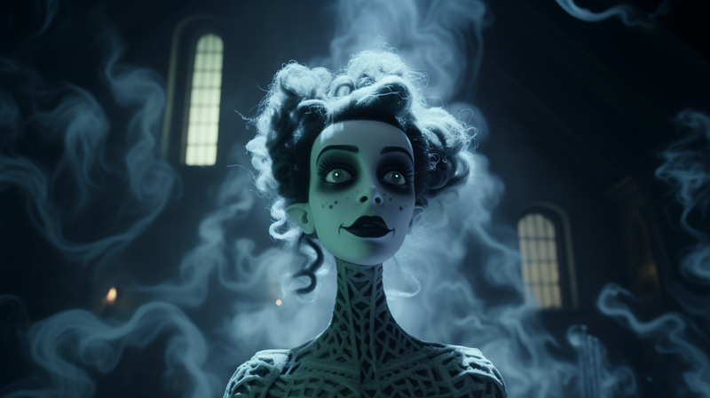 nick0079_a_female_ghost_with_black_makeup_inside_a_haunted_mans_b9e6b553-bcc2-477c-980c-309c1be3ebf5