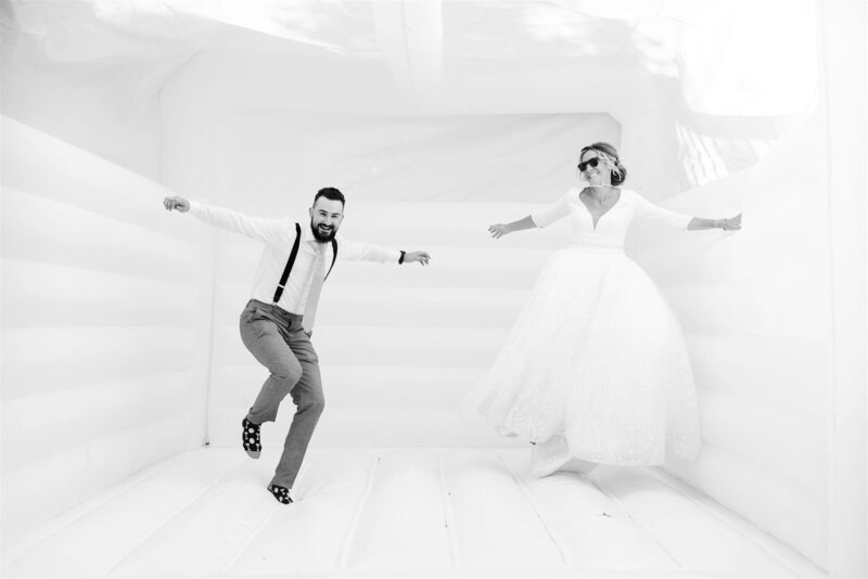 White Bouncy House Wedding Photo Inspiration Jenn Roach Calgary Alberta