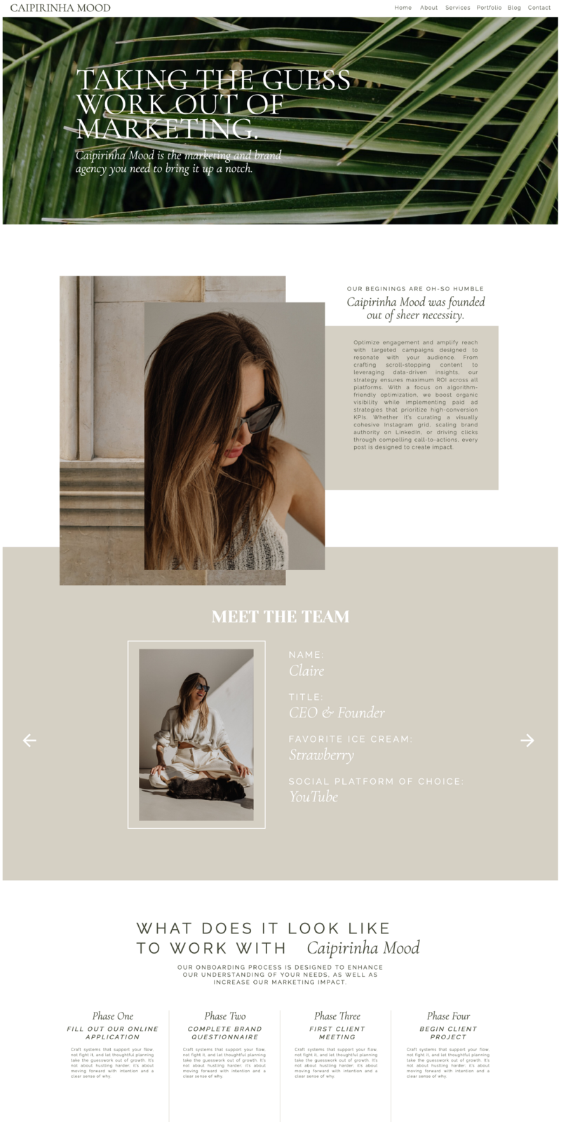 The Caipirinha Mood Website Template is the perfect website template for marketing agencies, virtual assistants, social media manager, designers, artists and other creative service providers. This is a fully customizable SHOWIT template designed to engage your target audience and get you more clients.
