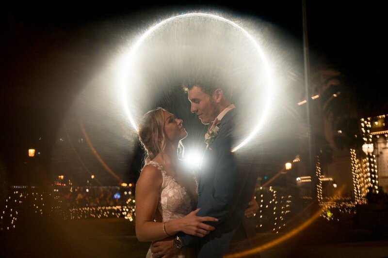 bride and groom in a romantic embrace - st augustine wedding photographers