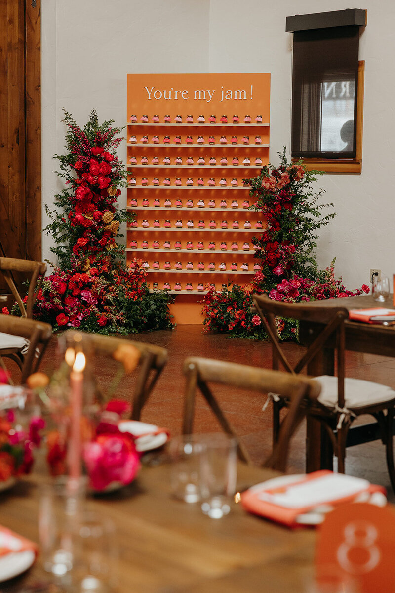 Vibrant modern wedding flowers in shades of pink, red, and orange