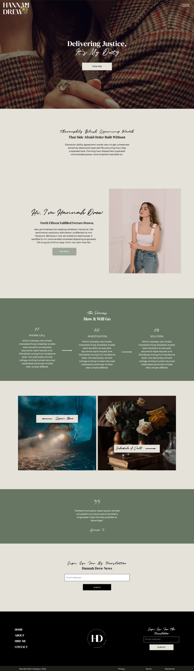 Hannah Drew Website Template Home Page Screen Shot