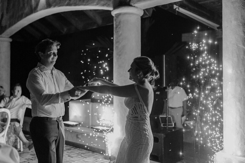 bride and groom dancing at wedding