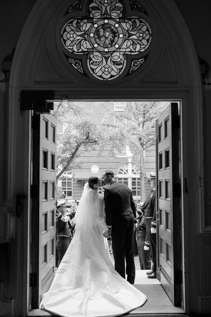 Atlanta Wedding Photographer | Bride And Groom Kissing After Wedding Ceremony