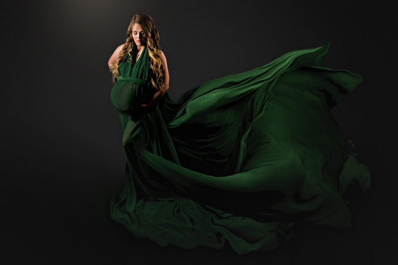 dark green maternity photoshoot dress Elegant Navy Blue, Emerald Green V-neck Lace Top Mermaid Long Prom Dre –  AlineBridal main image 0