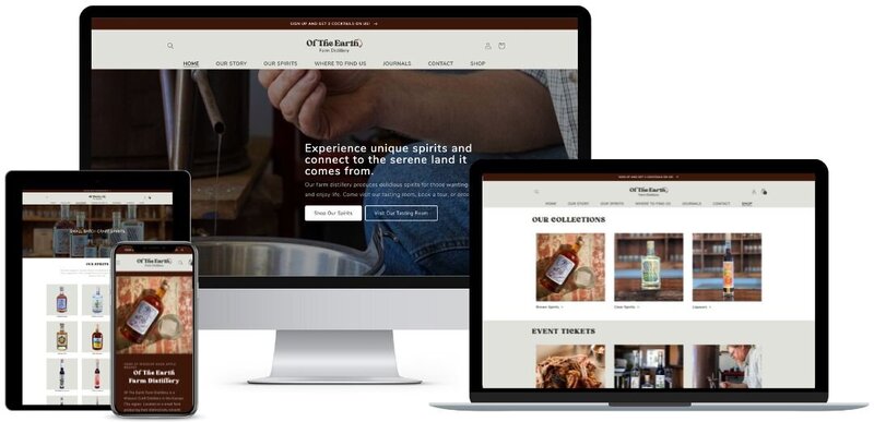 of the earth farm distillery website design