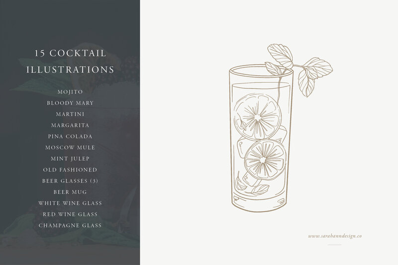 CocktailDrinks-VectorIllustrations-SarahAnnDesign-Market2