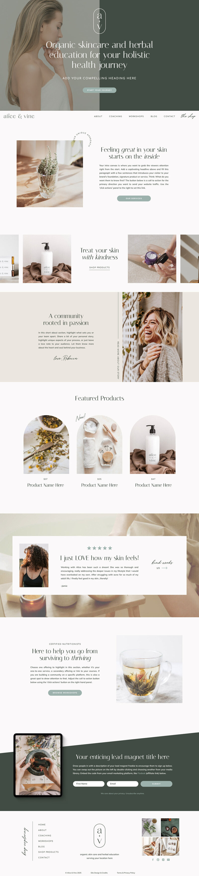website template for wellness brand