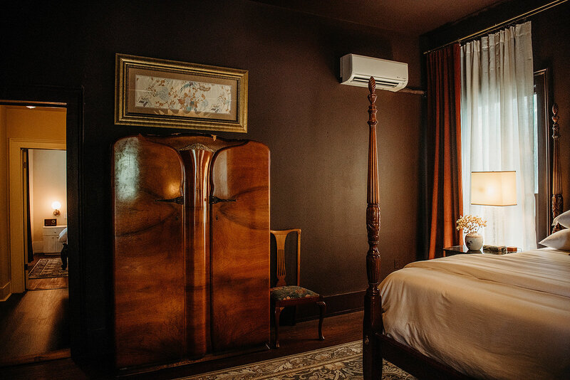 View from the King room down the hall to the queen room of The Blanco Suite