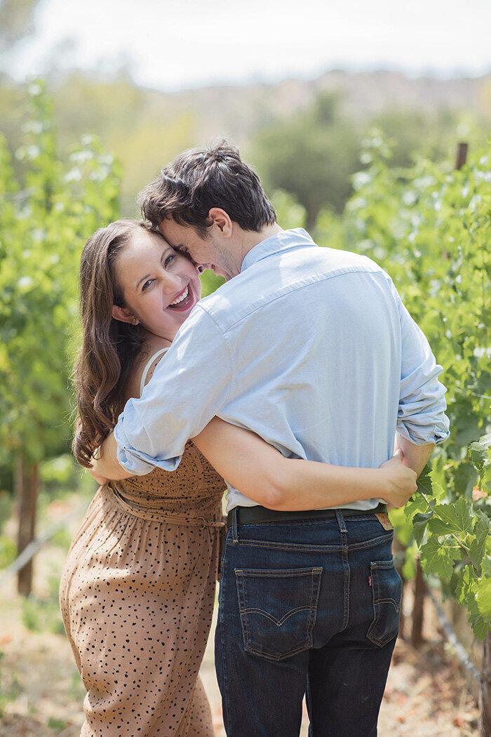 Couple laughing and smiling at Calamigos Ranch in Malibu