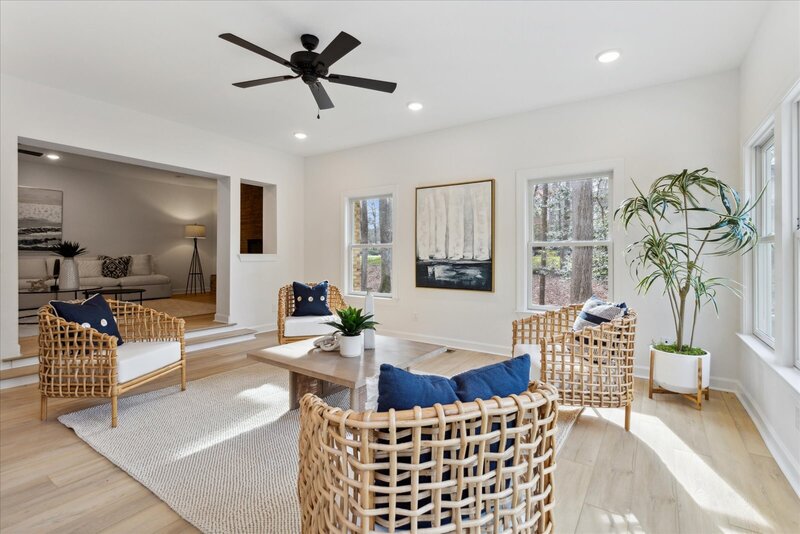 Staged living room with staging process
