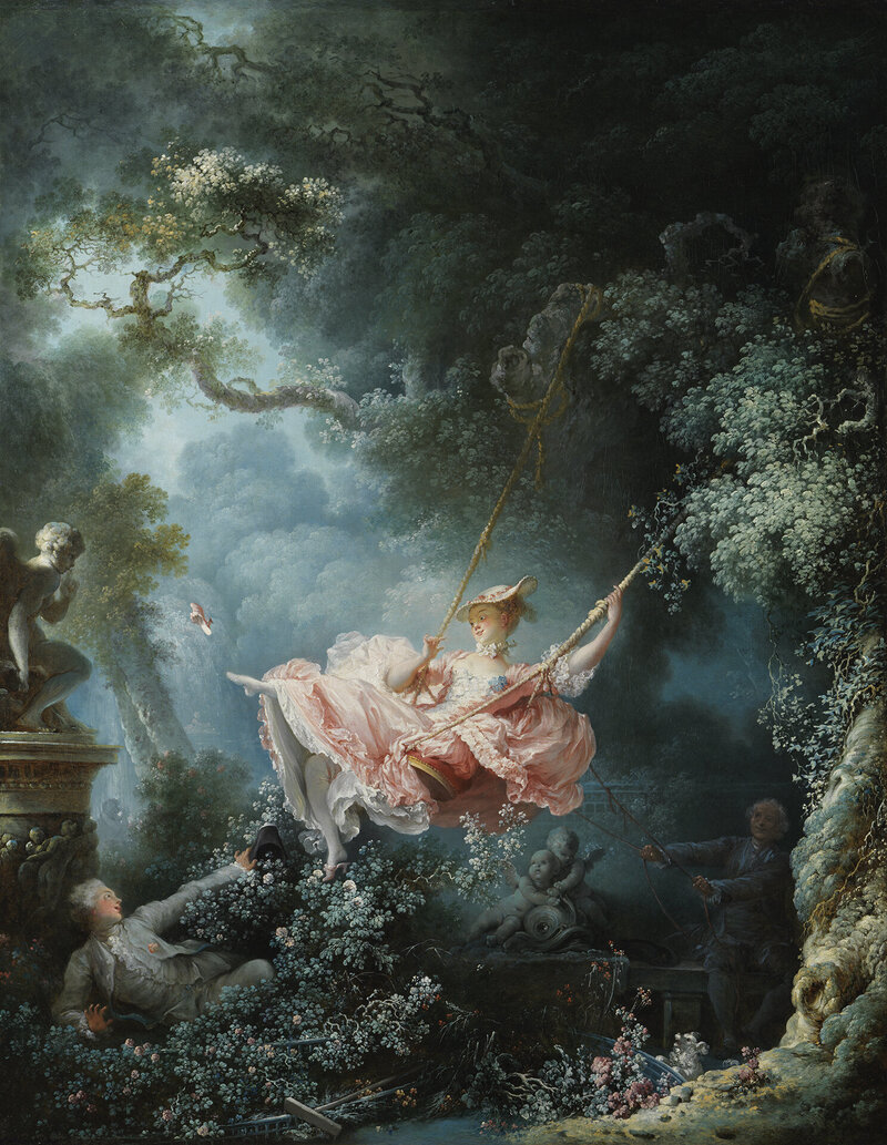 Woman on swing in classica portrait