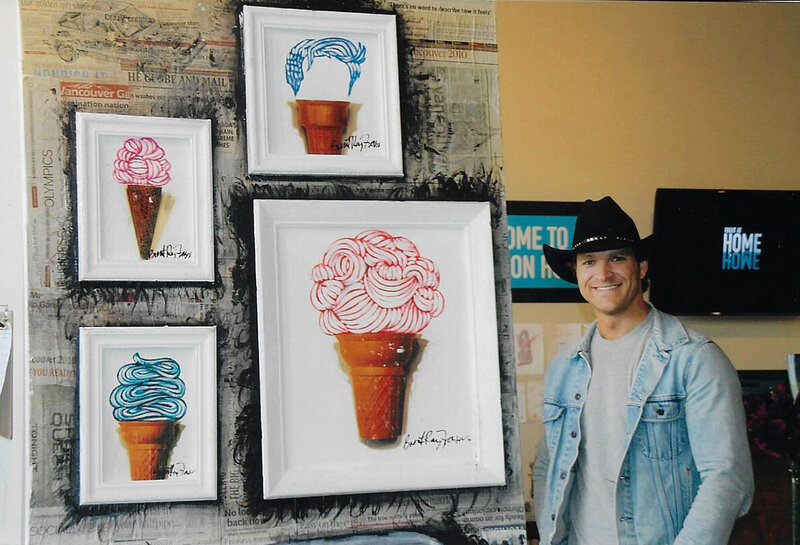 Brent Ray Fraser Poses With Urban Barn Olympic Painting 2010 - 01