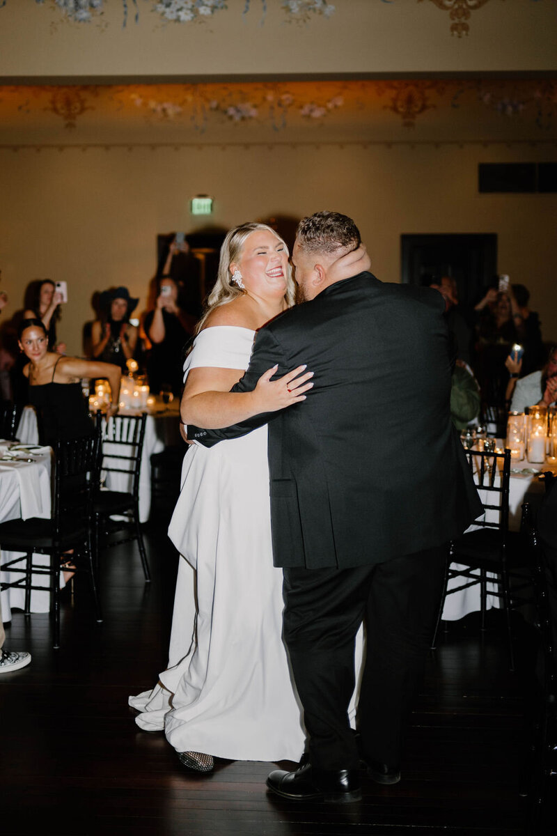 Indiana_Michigan_Wedding Planner_Ana Pierson Photography_Eagles Theatre_Wabash Indiana_Reception_Wedding Decor_Dancing Couple