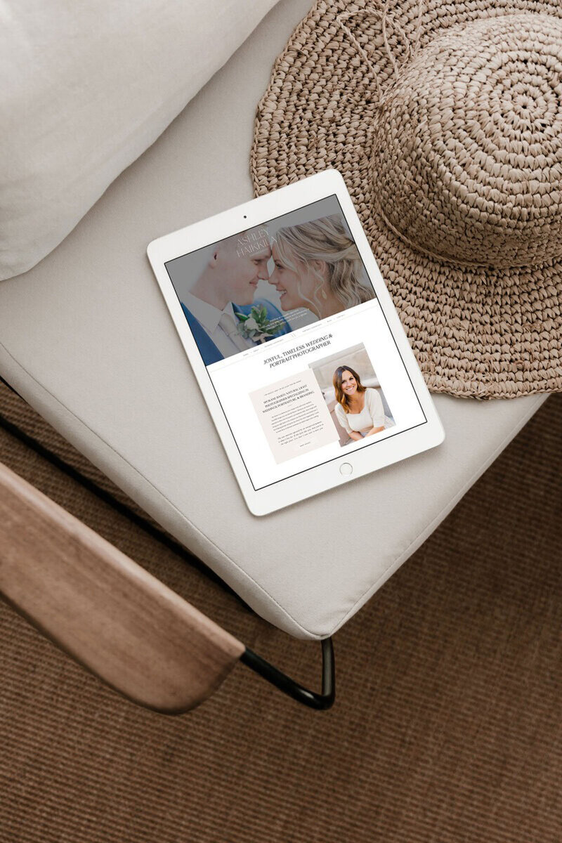 Ipad mockup of creative web design and branding for entrepreneurs with Palme Design Co