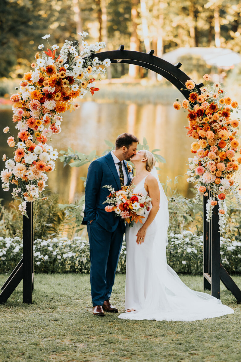 Wedding Ceremony with Flower Arch
