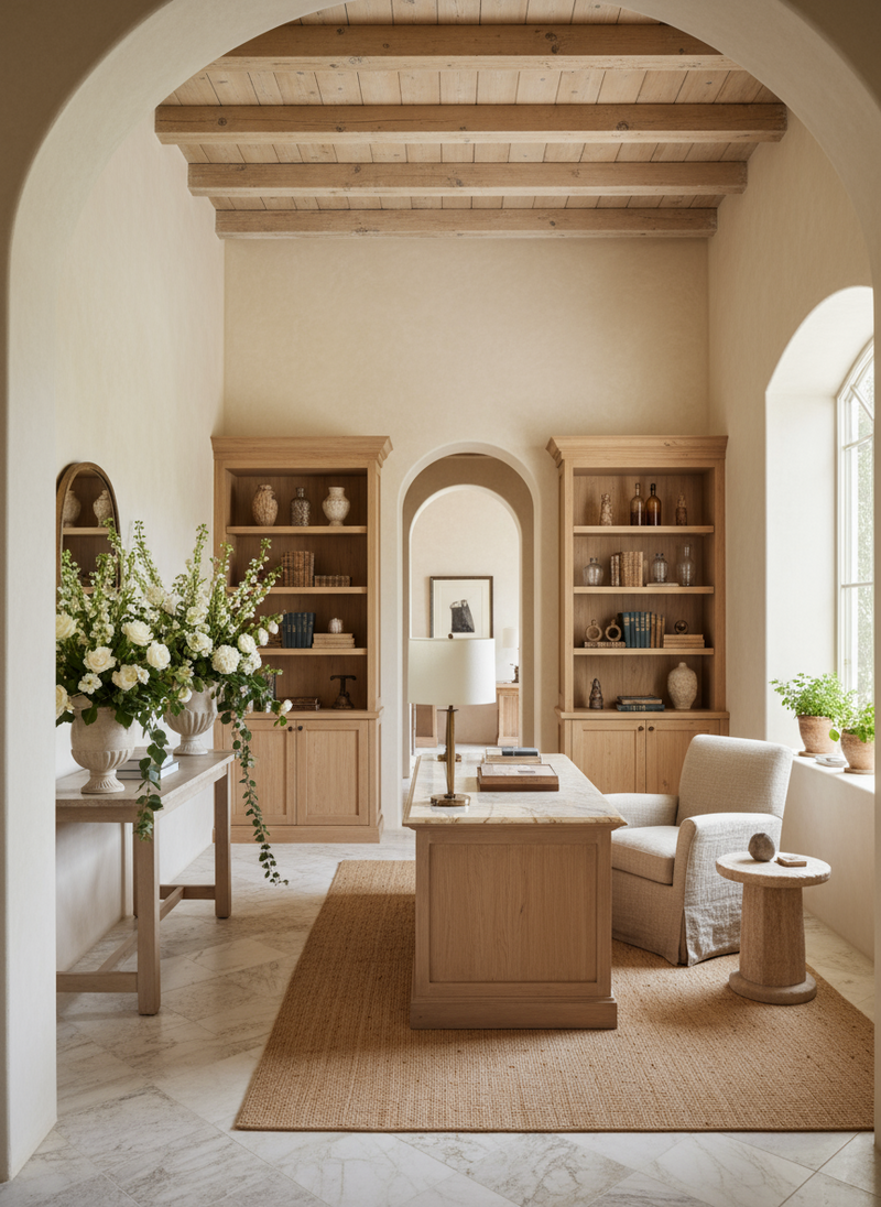 Firefly_Gemini Flash_An elevated, European-inspired home office with soft natural light and a warm, organi 473598