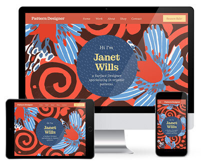 The Template Emporium shop Showit one-pager website template for Surface Pattern Designers