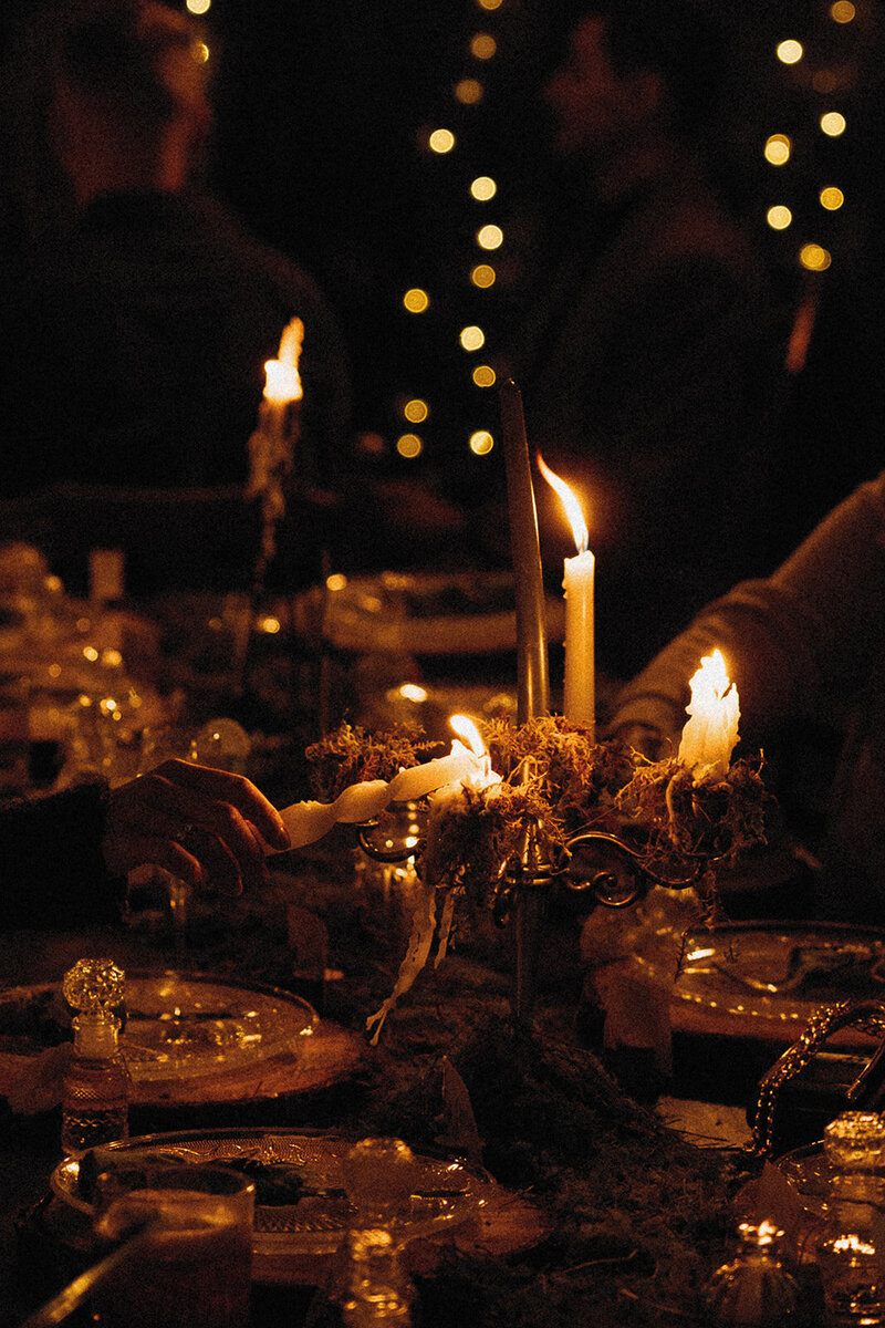 table setting candles and plates