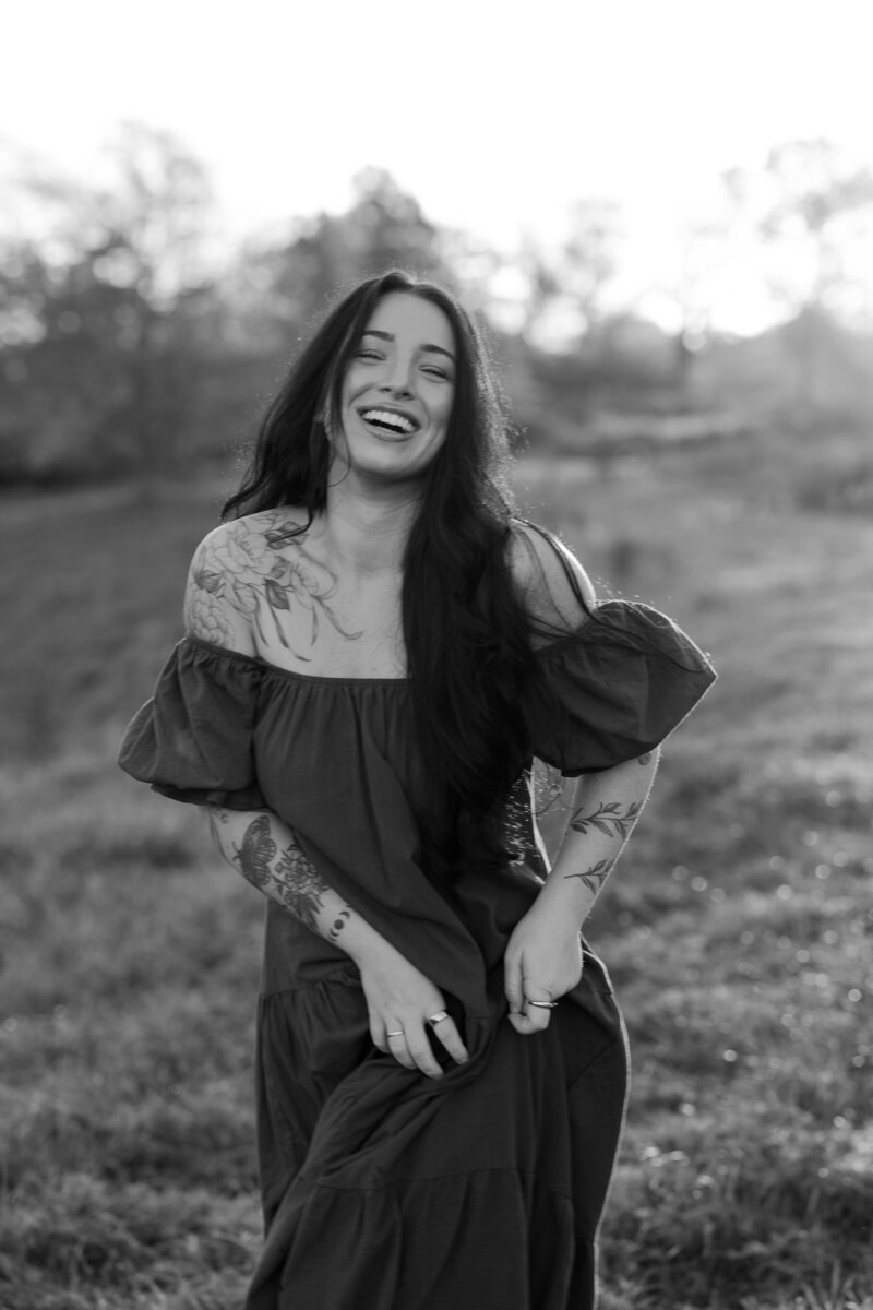 Portrait in a field at golden hour