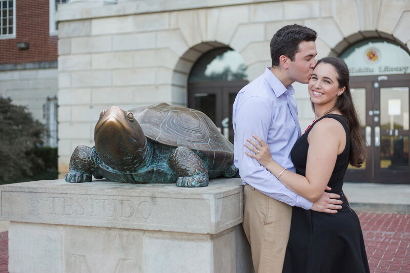 University of Maryland engagement photos with Testudo by Annapolis photographer, Christa Rae Photography