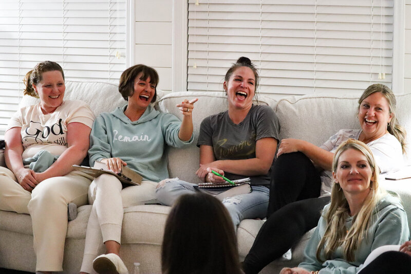 group of girls and mentor smiling