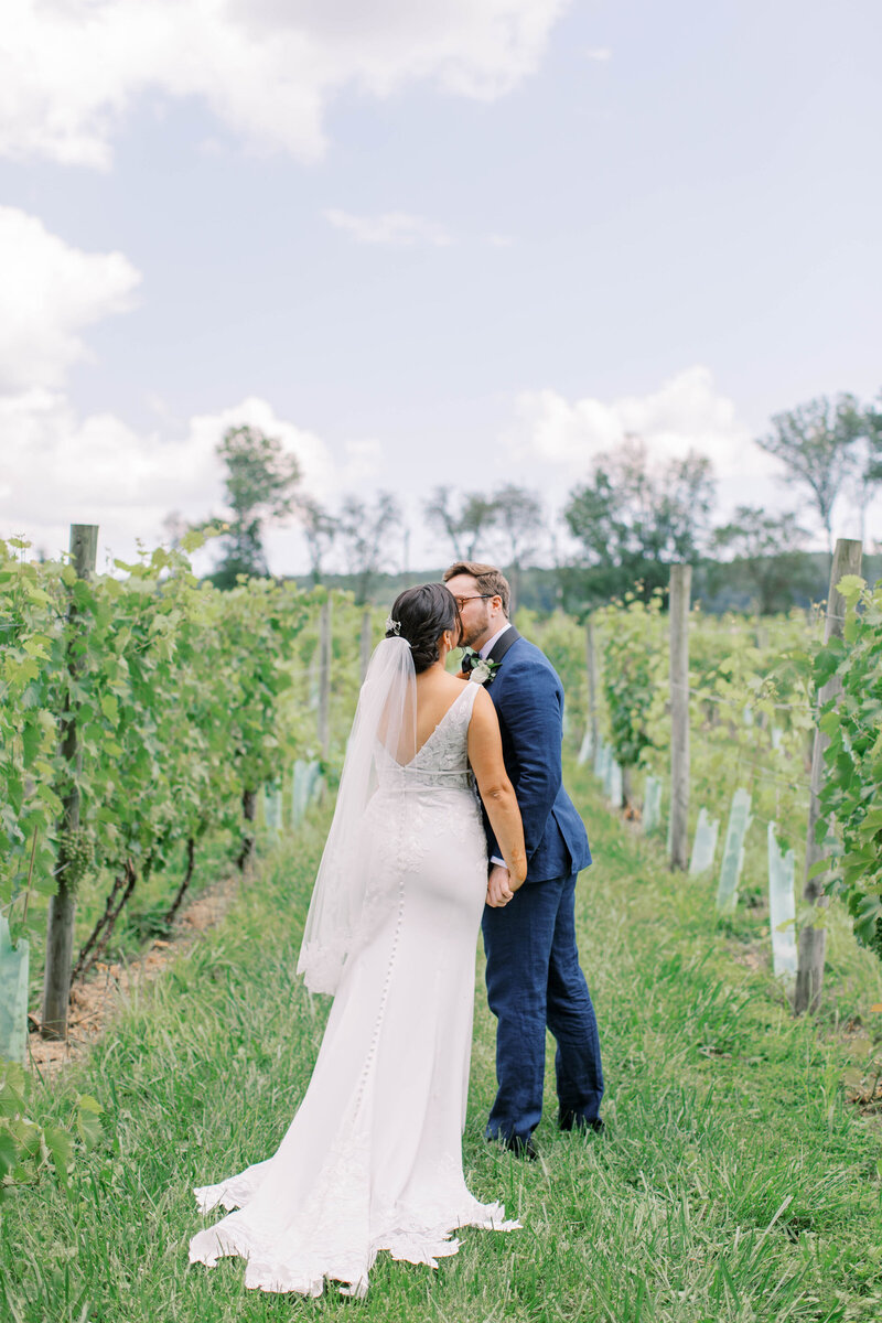 Bride and Groom Walk Together at Sunstone Winery Wedding