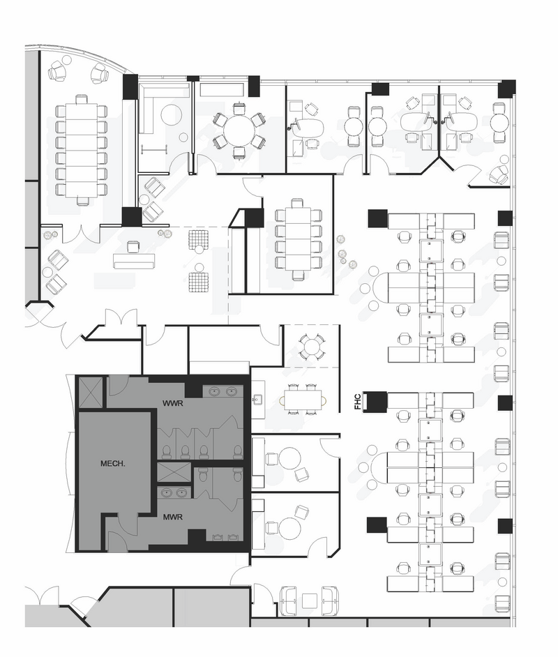 Floorplan of a large indoor office space