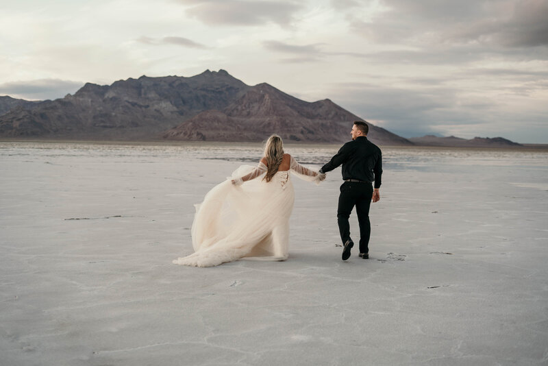 White Dress Elopement at Salt Flats