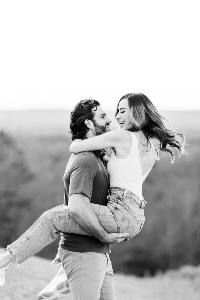 engaged couple flirting
