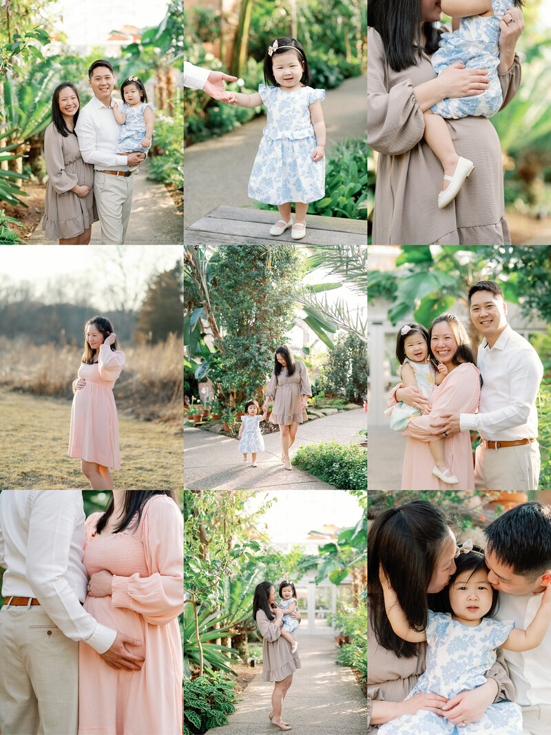 a gallery of images from a family and maternity photography session at botanical gardens in Ann Arbor, MI.
