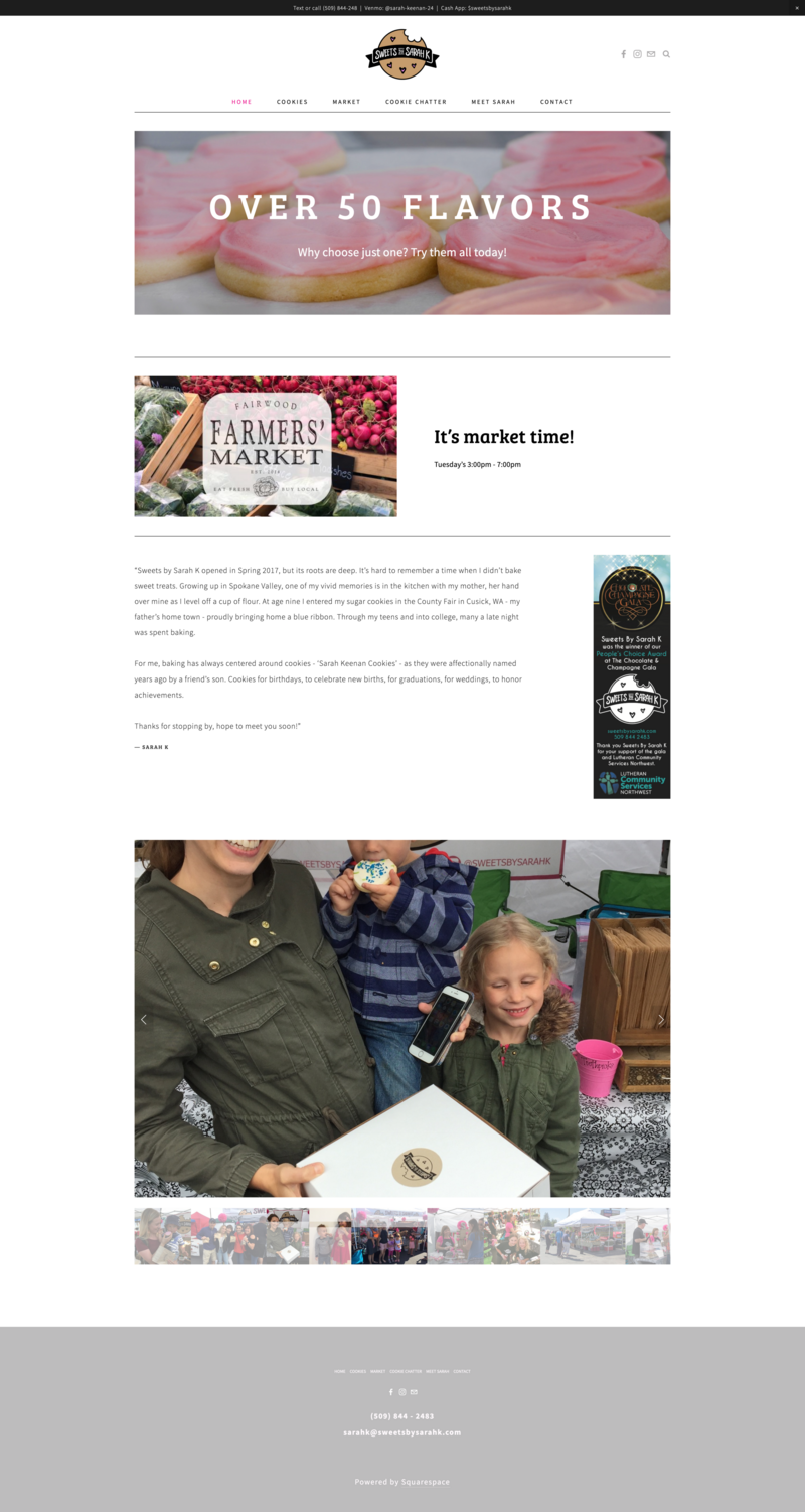 Sweets By Sarah K | Before Website Design | Van Curen Creative