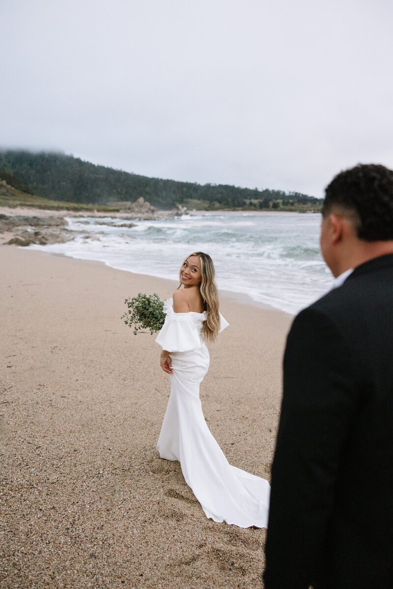 intimate wedding on california beach