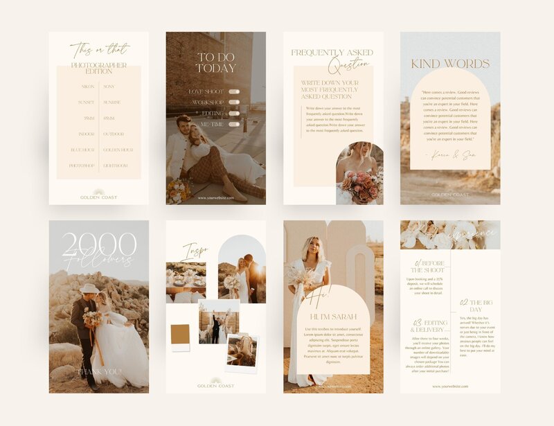 Boho Instagram story templates for photographer