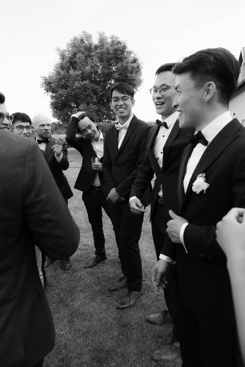 Luxury wedding in Europe – sophisticated bride in a modern wedding gown and groom in a timeless suit.