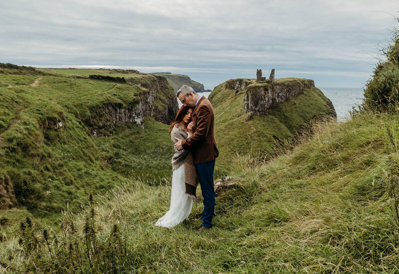 Outdoor elopement ceremony in scenic Ireland