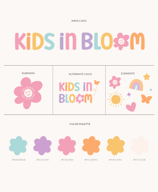 Colorful, playful branding and logo for kids brand
