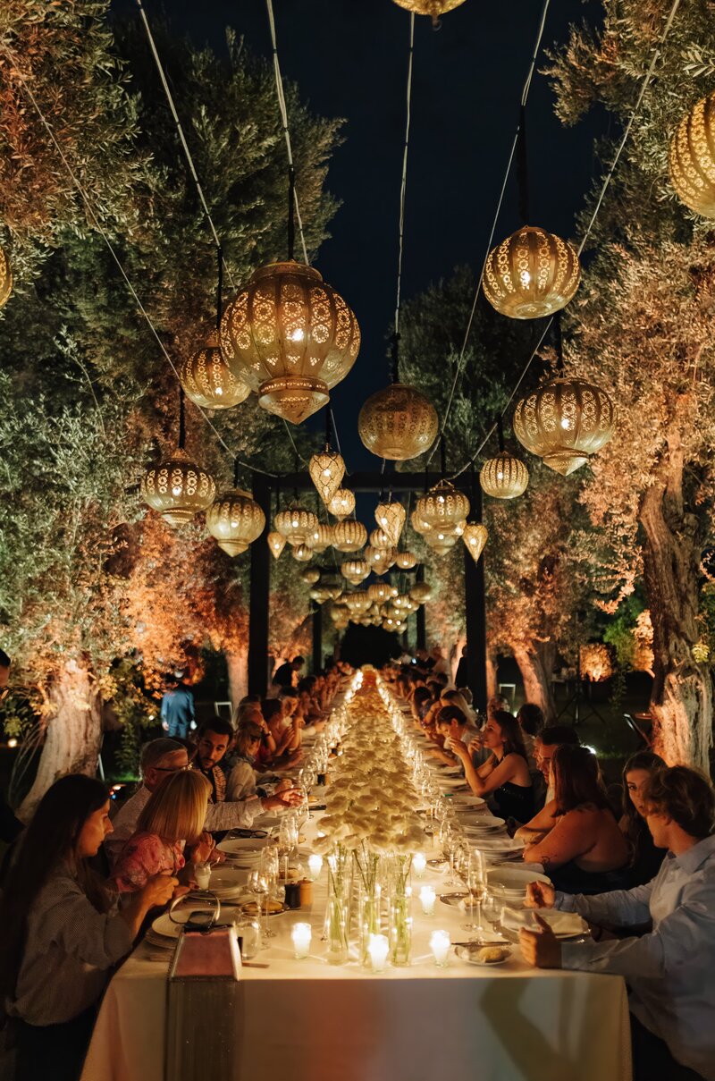 Wedding Reception Dinner with Lanterns