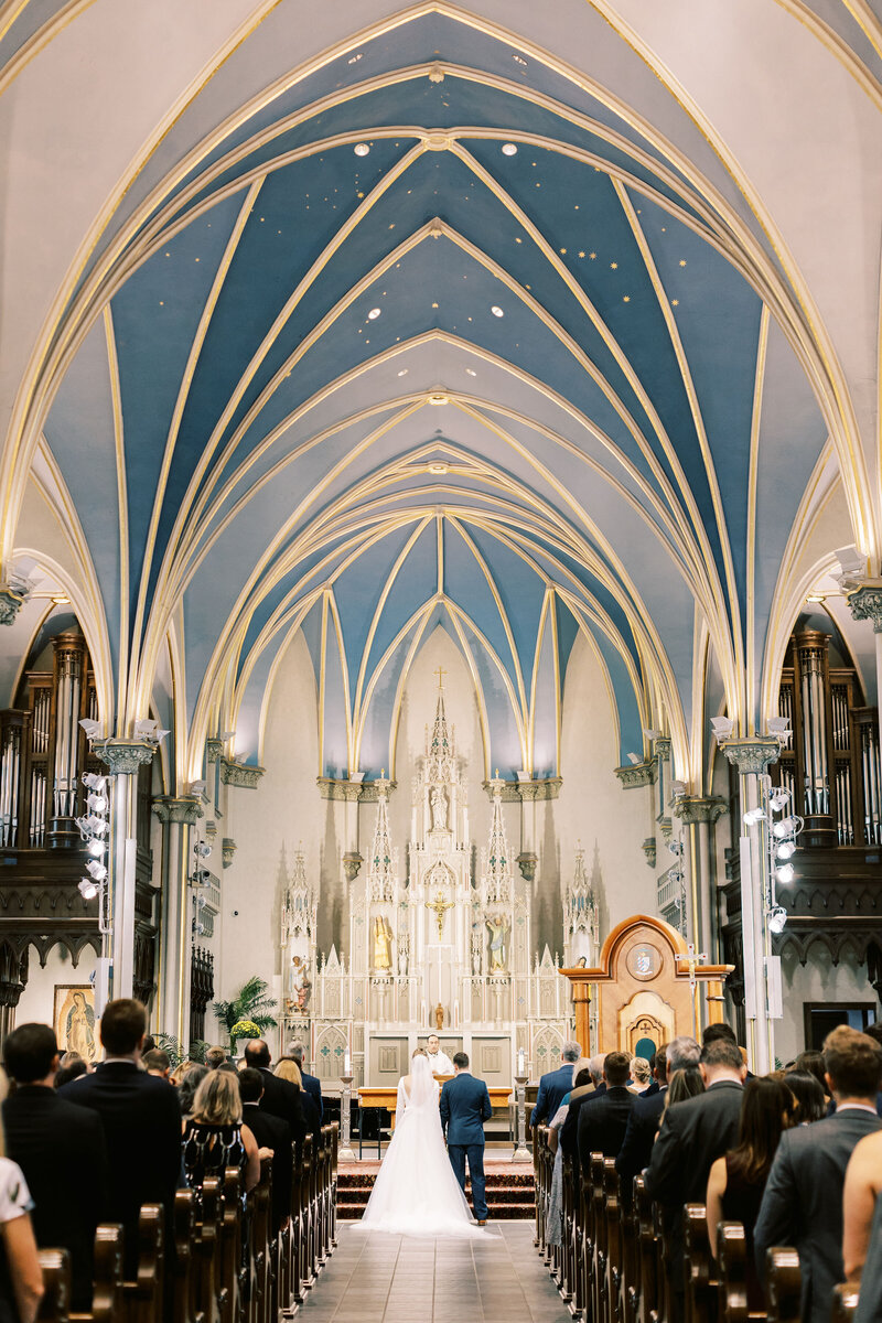 picture of bride and groom at their Cathedral of Saint Andrew wedding in Grand Rapids Michigan, photo by Cynthia Mae Photography, Grand Rapids Photographer