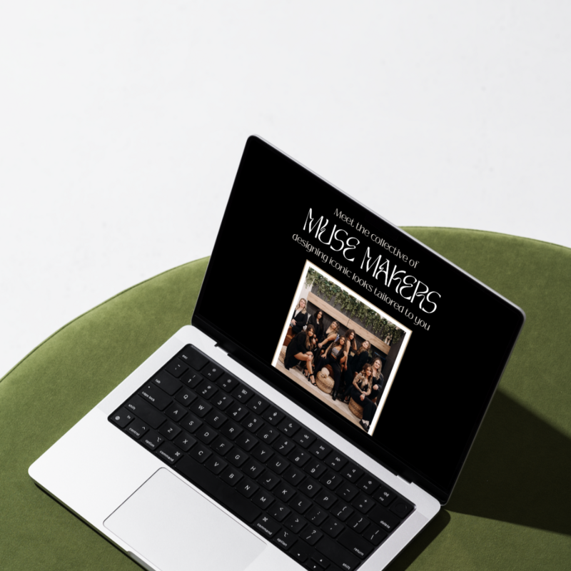 A laptop mock up of The Jaycie Collective's website showcasing their unique brand voice and positioning