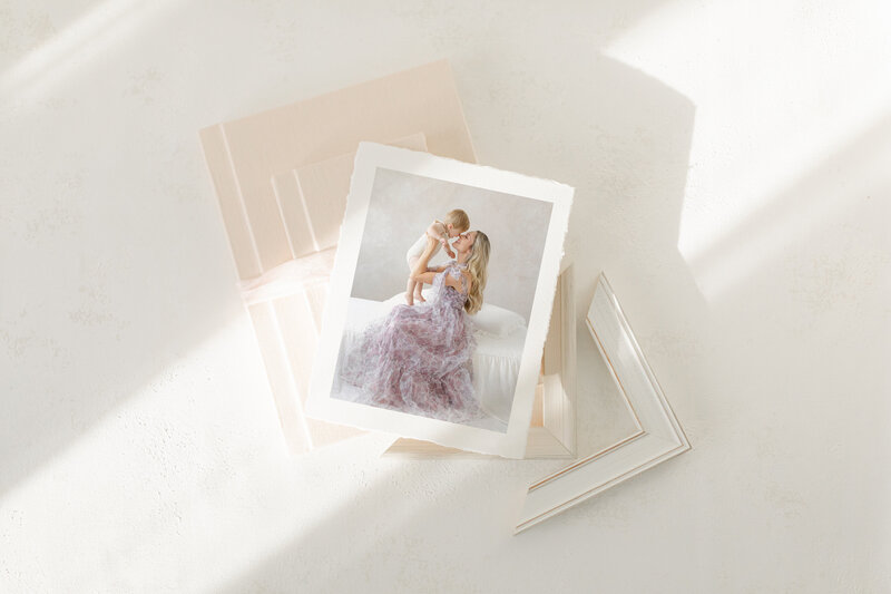 Tampa designer maternity gown portrait in natural light at Tampa studio