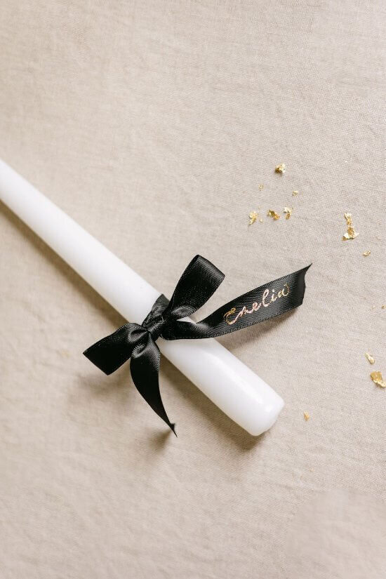 candle with calligraphy for events or weddings