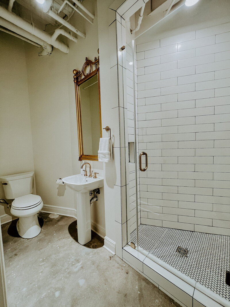 white bathroom with subway tile