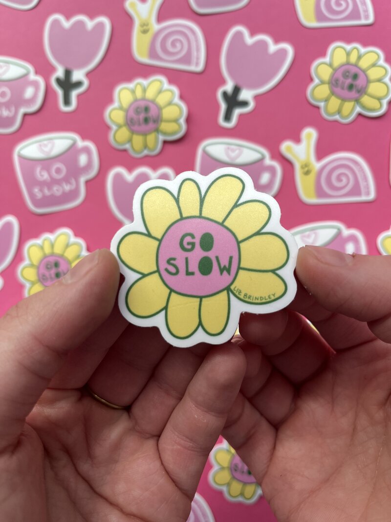 go slow illustrated sticker collection daisies