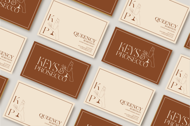 Luxury wedding piano brand logo design for Keys and Prosecco featuring elegant script typography