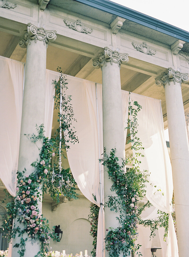 drapes and floral reception at hycroft