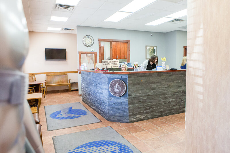 The reception area of Lethbridge Orthotics' facility in Alberta, Canada