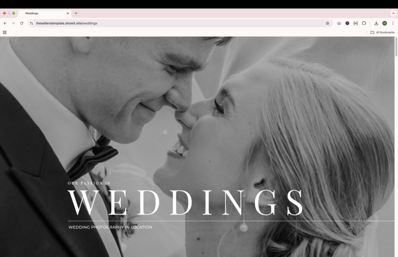 Showit website template mockup for photographers